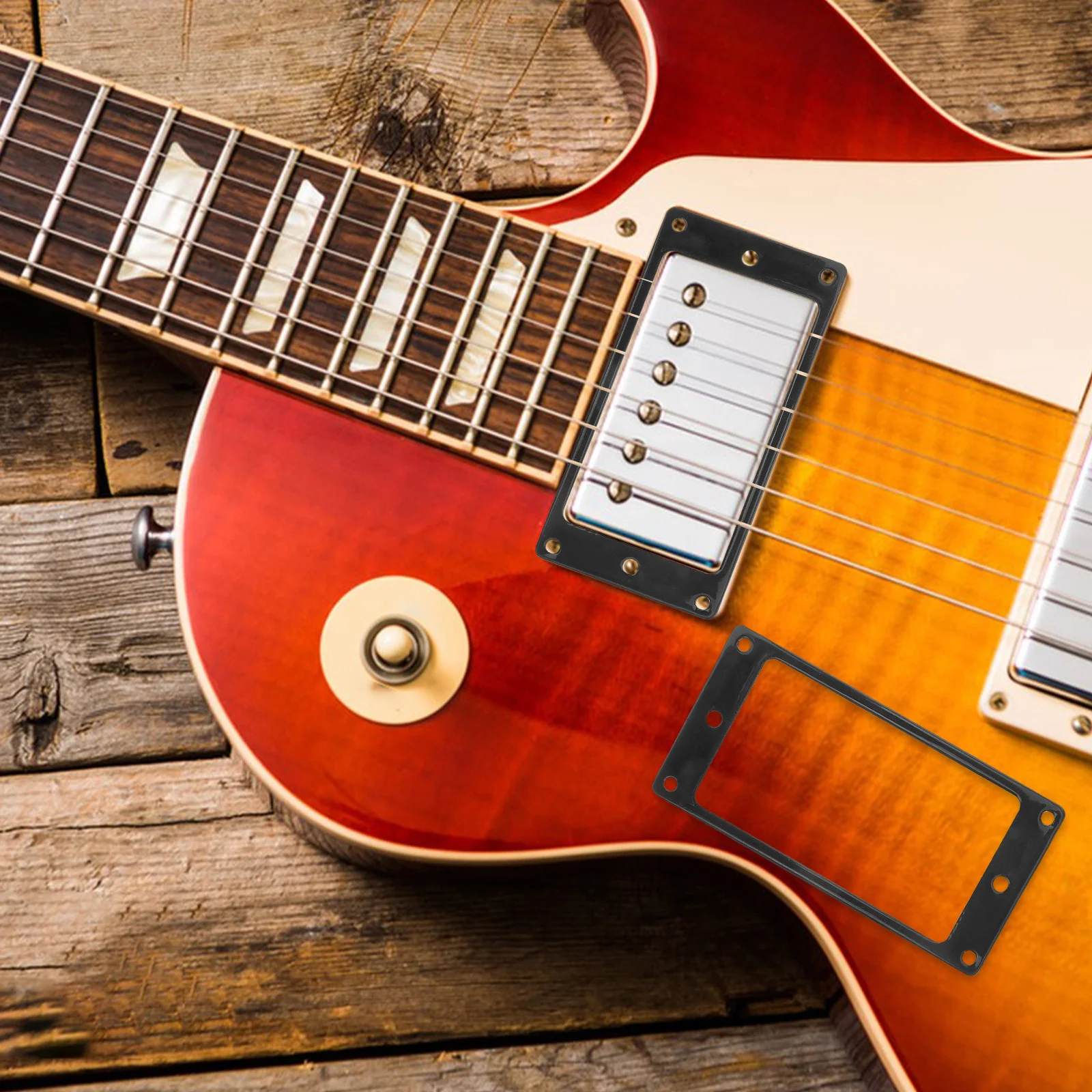 2 مجموعة الغيتار الكهربائي لاقط الإطار المعدني حافة مسطحة عالية الدقة دائم سبائك الألومنيوم الغطاء الواقي سهلة التركيب