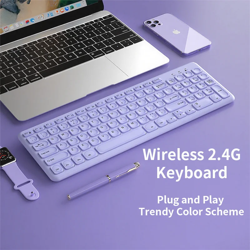 

Беспроводная клавиатура 2,4G Plug and Play, широкая совместимость, дополнительный комплект клавиатуры и мыши, аккумулятор, кнопка отключения звука для офисного использования