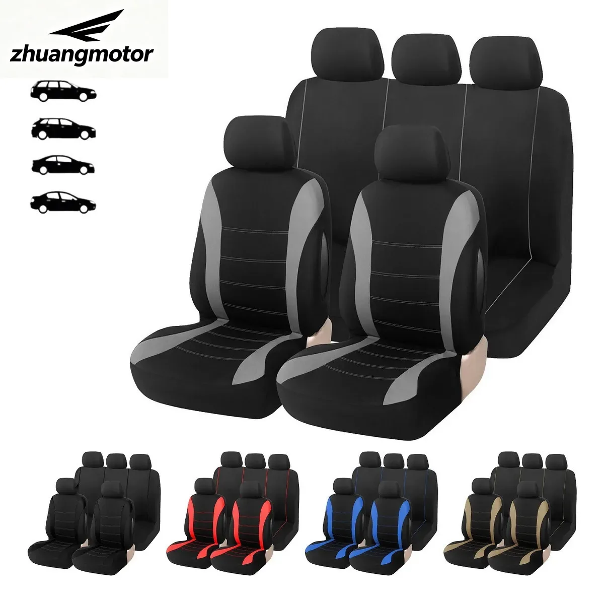 Universal 7 Colors 5 7 8 Seats CoverAuto Car Seat Covers Ployester Cushion Full Set Front Rear For Sedans Seat Cover AT MT