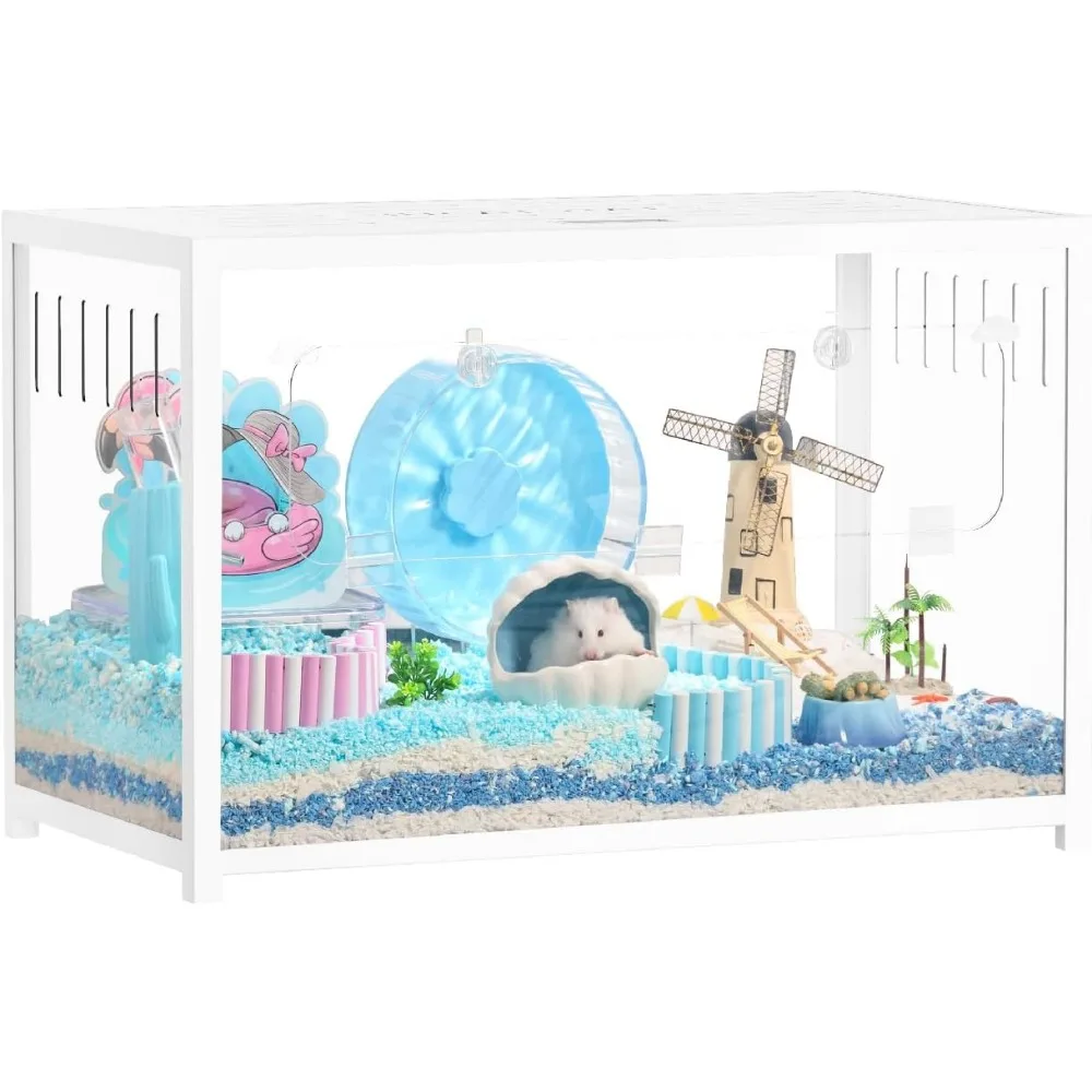 

Hamster Cage Metal 2.0 - Small Animal Habitats Large Stackable with Top Access Easy Assemble 31.4L*17.6W*20H Inches D