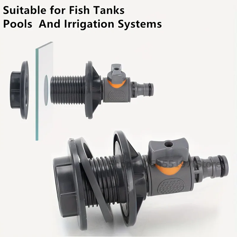 1pc Durable PVC Bucket Adapter Water Tank Adapter with Valve Quick Install Rainwater Harvesting Connector Kit Garden Irrigation