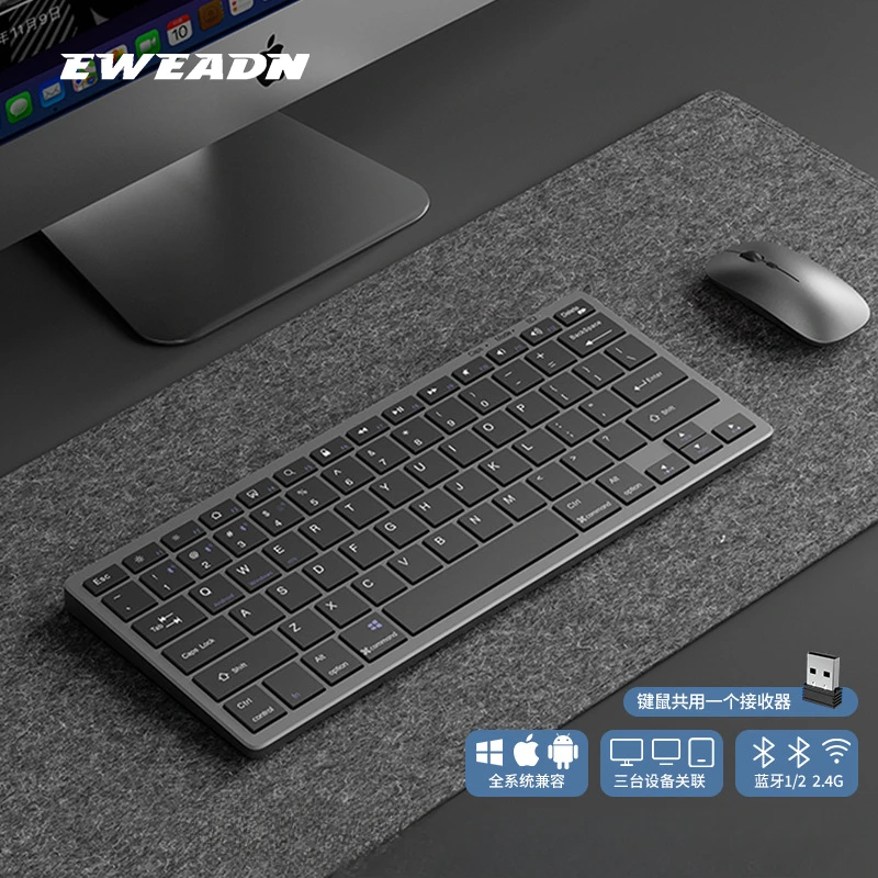 EWEADN Wireless Keyboard and Mouse Set Dual Mode Bluetooth Keyboard Thin Light Portable Mute Keyboard Office PC Laptop Gifts