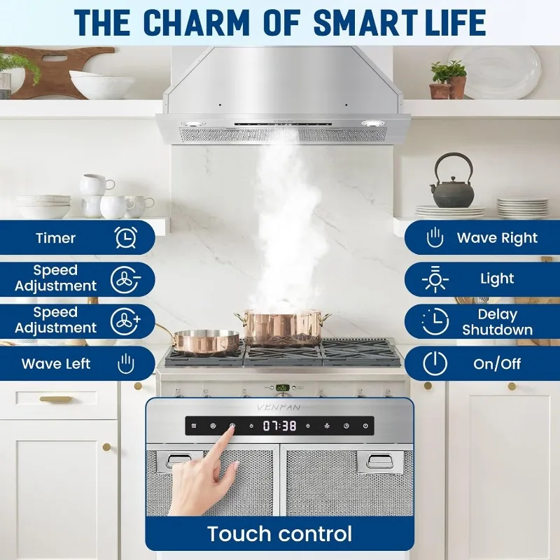 Inserção de exaustor de 30 polegadas, inserção de exaustor com 600 CFM, exaustor conversível canalizado/sem dutos com ventilador de 4 velocidades