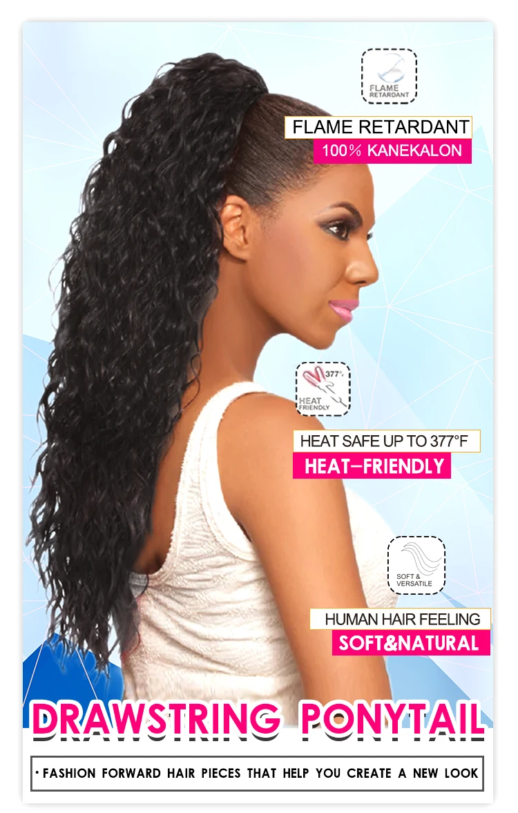 Julianna Synthetischer Haarverlängerungs-Pferdeschwanz, 28 Zoll lang, Bio-Afro-Kinky-Curly-Glatt, natürlicher Kordelzug-Pferdeschwanz aus Kanekalon – Detail 2