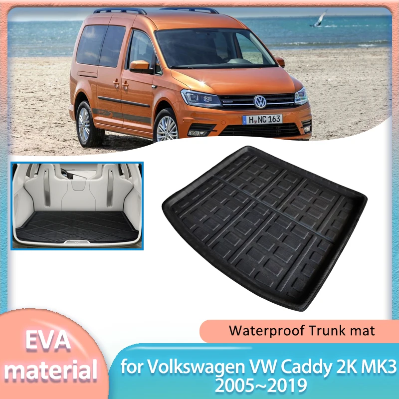 

Для Volkswagen VW Caddy 2K MK3 2005 ~ 2019 Автомобильный коврик в багажник, багажник, напольный поднос, ковер для багажа, водонепроницаемый чехол, аксессуары