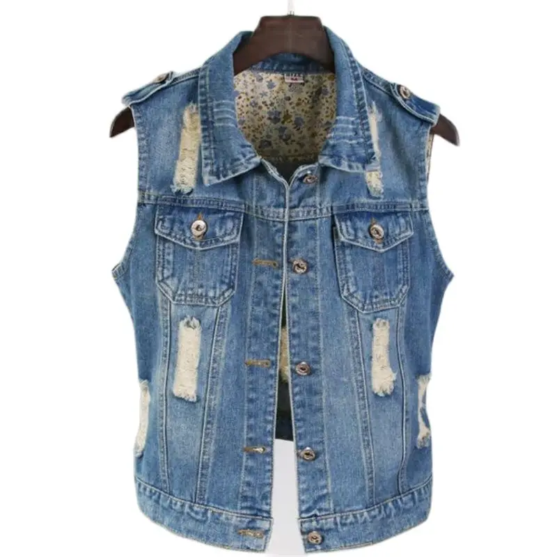 

Lady Vaquero Chaleco Cow-boy Gilet Spring Hot Sale Denim Vests Female Autumn Hot Sale Denim Vest Woman Hooded Denim Waistcoat