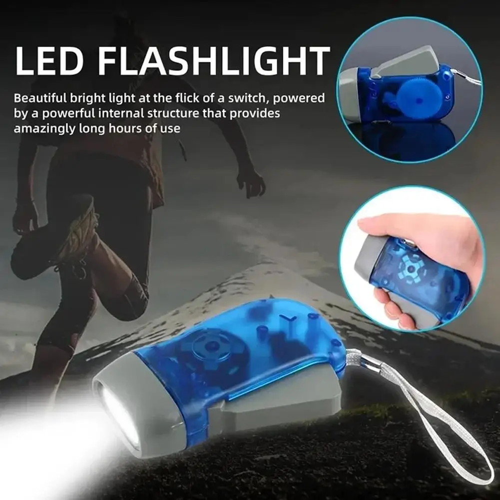 3 LED Dynamo Flashlight Hand Pressing Dynamo Crank Power Flashlight No Battery Required Self Generating LED Torch for Outdoor
