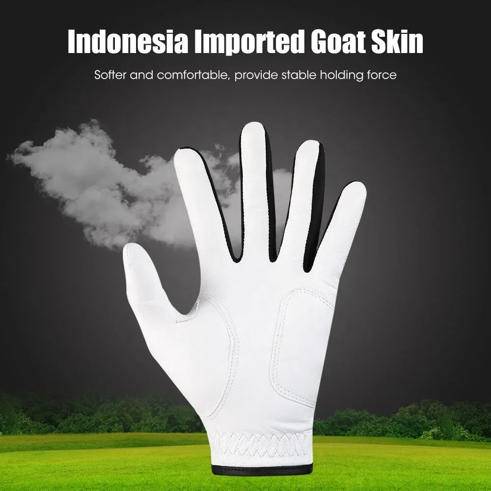 Custom logo goat skin golf gloves well-breathable men's golf gloves for professional golfers