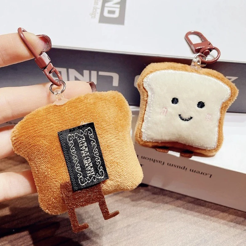 Toast Brood Sleutelhanger Cartoon Pluche Food Pop Hanger Auto Sleutelhanger Rugzak Bedels Tas Decor Accessoires