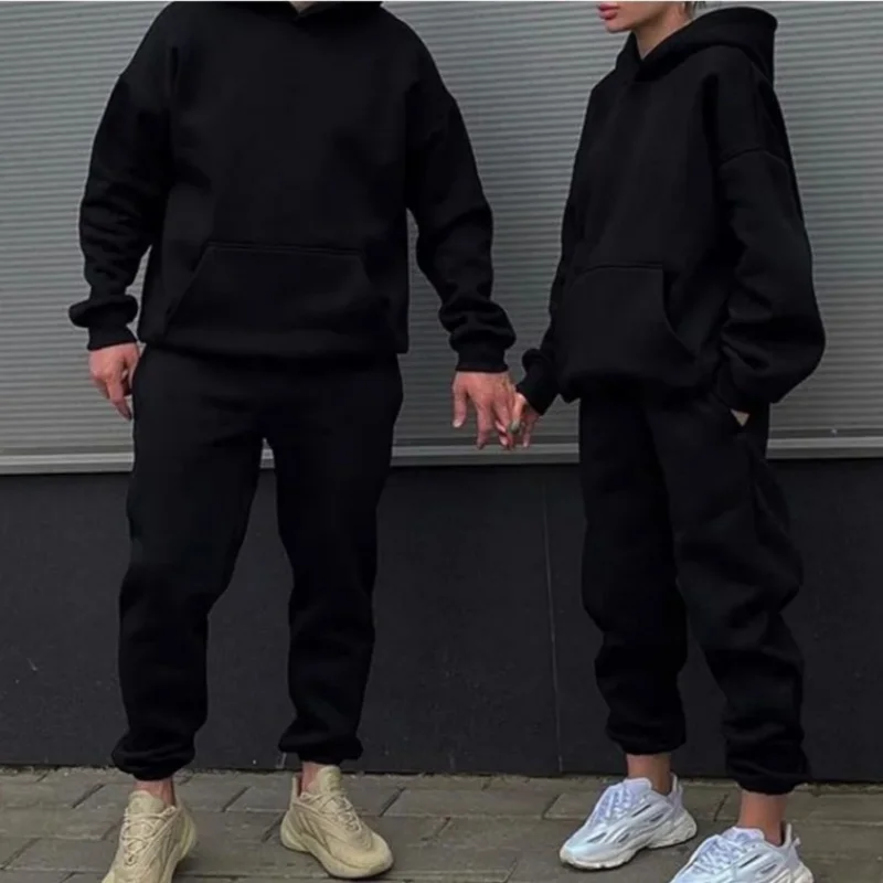 

Men's Autumn Winter New Solid Color Hoodie+pants Two-piece Set Male Fashionable Casual Sports Set Size S-3XL Men's Tracksuit