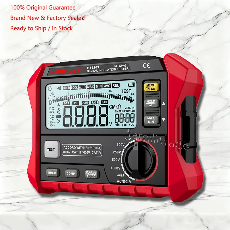 1PC NEW HABOTEST HT5203 Insulation Resistance Tester In Stock 1000V Digital Megohmmeter High Voltage Electrical Original Box