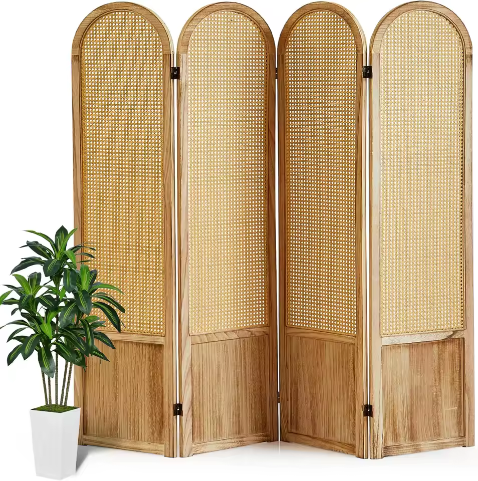 Natural Rattan Folding Room Divider