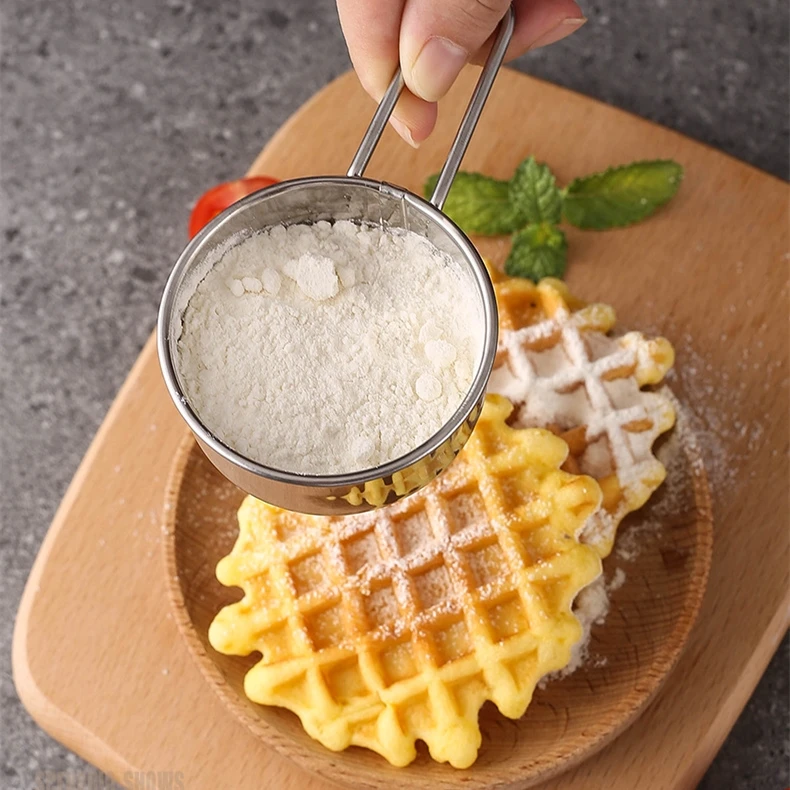 

2Pcs Handheld Mini Flour Sieve Stainless Steel Baking Powder Sugar Shaker Fine Mesh Strainer Kitchen Sifter Tool