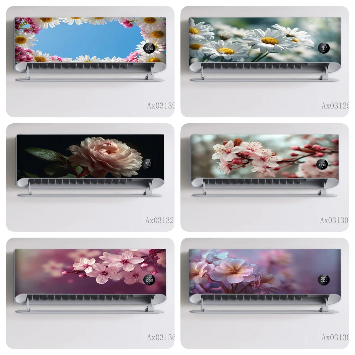 Daisy Flower Frame Air Conditioner Stickers Self Adhesive Waterproof Anti Scratch AC Skin Cover for Bedroom Living Room Decor