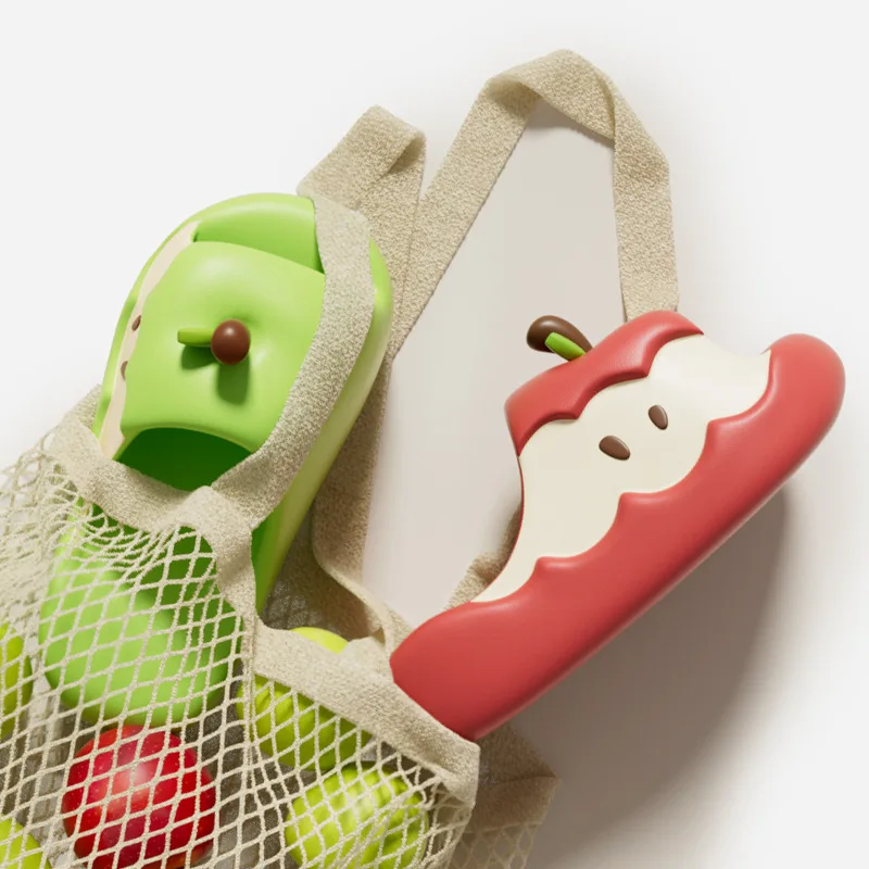 

Новые женские шлепанцы с одной лямкой, детские тапочки, оригинальные семейные шлепанцы Apple, весенне-летние, для дома и улицы