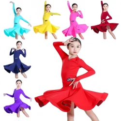 Girls Cheap Black Red Ballroom Tango Latin Dance Costumes Junior Children Kids Competition Salsa Latin Dance Dress For Sale