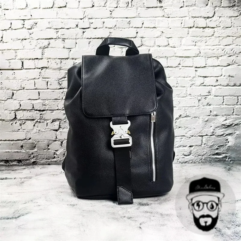 Black 1017 ALYX 9SM metal bucket leather backpack with large capacity and simple design ALYX backpack