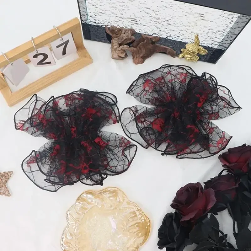 سوار معصم كلاسيكي ذو طبقات سوداء من الدانتيل وياقة قابلة للفصل وإكسسوار للرقبة الناعمة للمكتب أو التاريخ