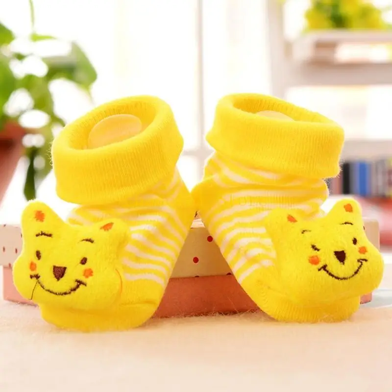 E7CE Baby Socks Anti-Slip Cotton Newborn Infant Cartoon Animal Slippers Unisex
