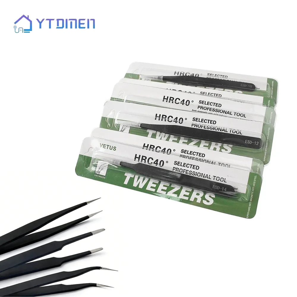 2 Stück/6 Stück Antistatische ESD-Pinzetten Spitze ESD-10/11/12/13/14/15 Präzisions-Elektronik-Reparaturwerkzeuge Labor-Kit