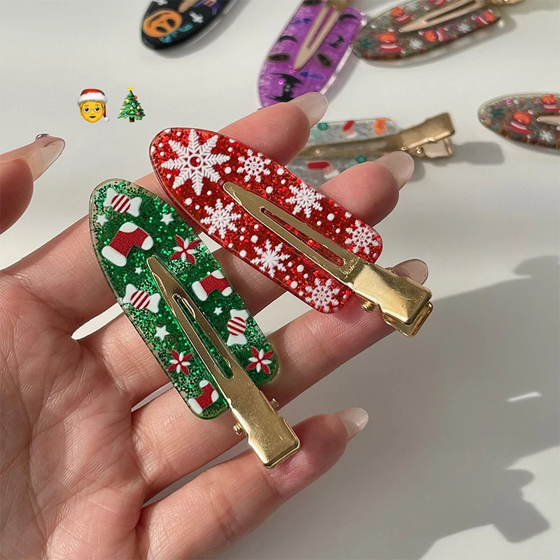 New Christmas collection cute little hair accessories for women candy Christmas socks gift elk side clip kids  bobby pins