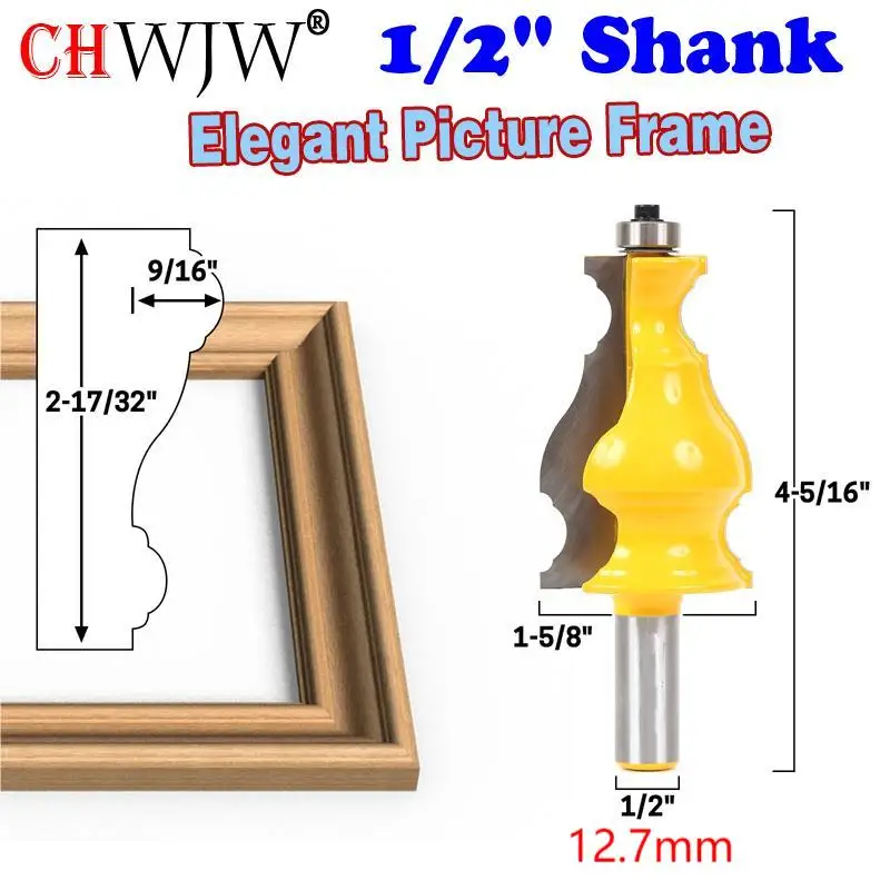 Imagem -04 - Grande Elegante Picture Frame Molding Router Bit Faca de Porta Tenon Cutter para Ferramentas de Madeira 1pc Shank 12 mm Shank