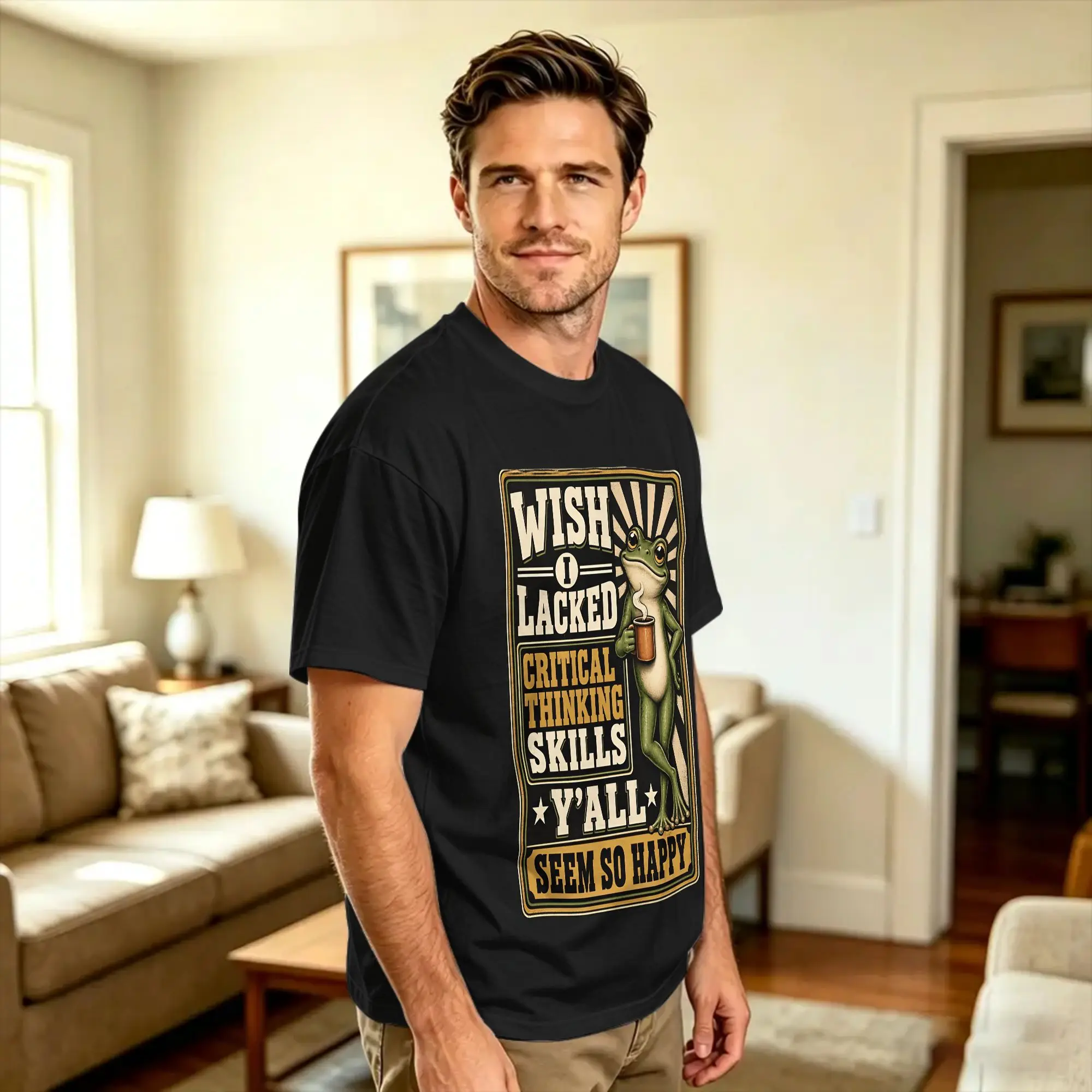 Men T Shirt Wish I Lacked Critical Thinking Skills Funny Sarcastic T-Shirts Harajuku  Summer Tees Streetwear Cotton Clothing 6XL