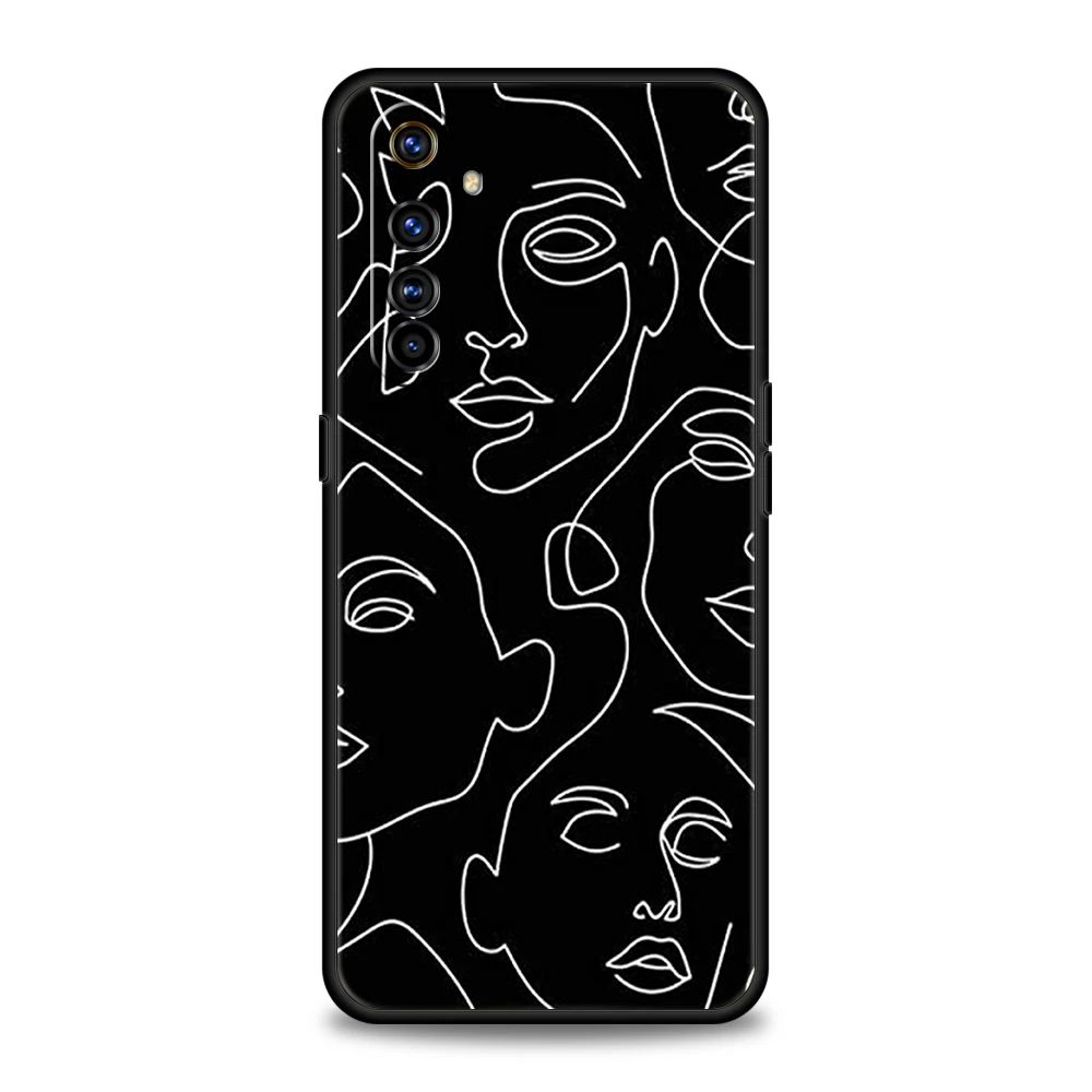 Abstract Line Women Face Soft Silicon For Realme 8i 9i 9 Pro Plus GT2 Pro C3 6 7 8 Pro C21 C11 C25 Pro 5G Shockproof Phone Cover