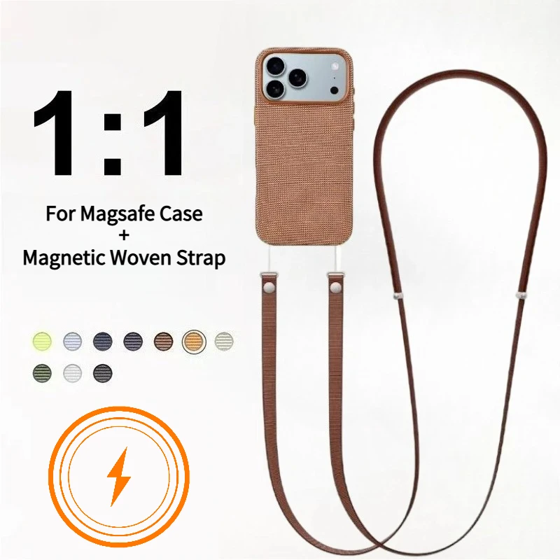 

Official Quality for MagSafe Technology Woven Case with Magnetic Strap Lanyard for IPhone 17 Pro Max Air Wireless Charging Cover