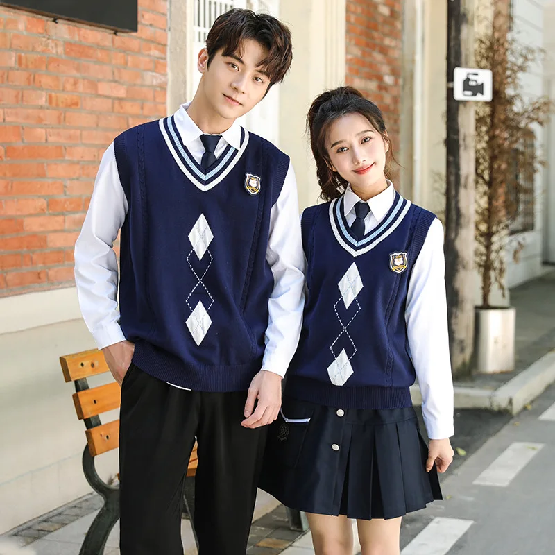 C016 School Uniform Set Primary Secondary Students Vest Three-piece College Students Style Class Jk Clothes Wholesale