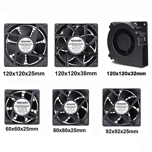 Imagen 2 del producto YOUNUON 60mm 80mm 90mm 120mm EC ventilador sin escobillas AC 110V 115V 120V 220V 240V ventilador Axial con tornillos/parrilla 6025 8025 9225 12025 12038
