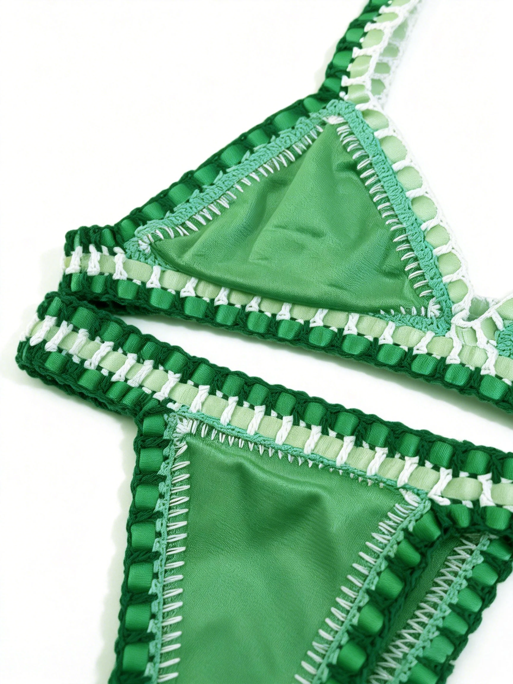 Handmade Crochet Bikini Set Women Summer Beach Swimsuit Stars and Stripes Triangle Sexy Swimwear Party Holiday Vacation Beachwea
