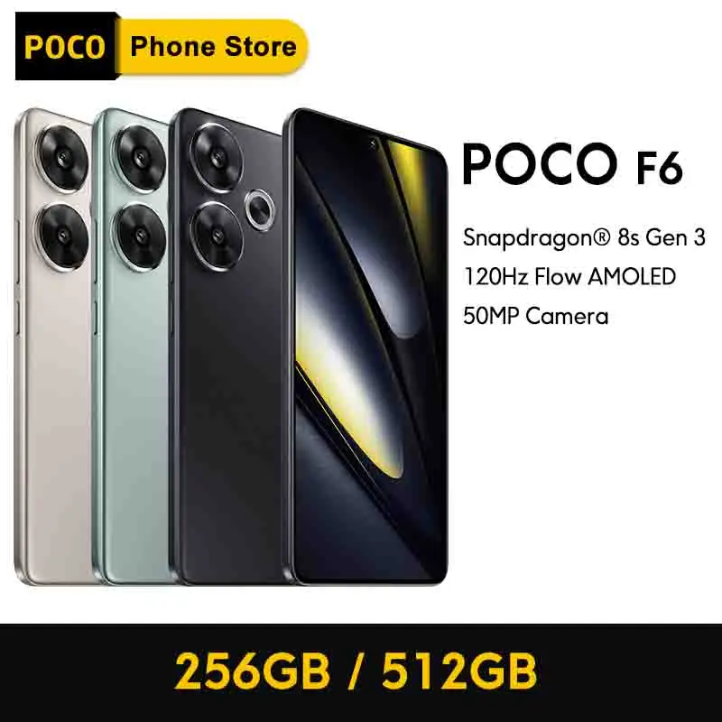 POCO F6 Smartphone Versione globale Snapdragon ® Batteria 8s Gen 3 5000mAh 6,67" 1,5K 120Hz CrystalRes AMOLED DotDisplay NFC 5G