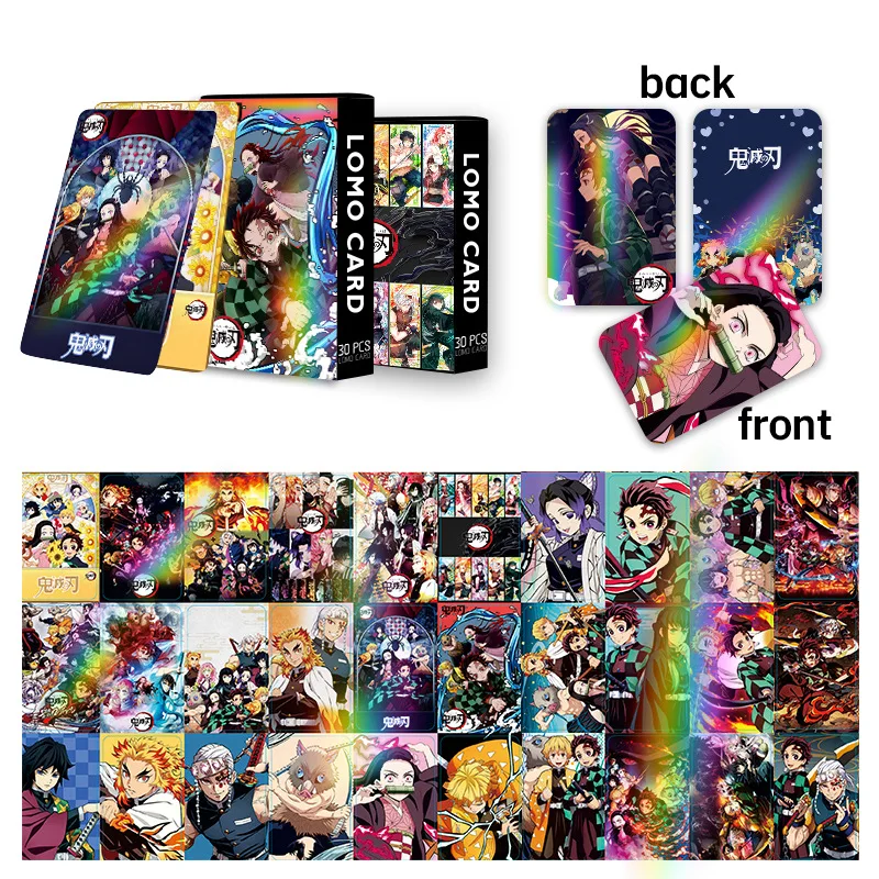 Juego de tarjetas Demon Slayer, tarjeta de colección de Anime, hermosa postal, mensaje, regalo para fan, figura de dibujos animados, tarjeta elegante de Tanjirou Nezuko