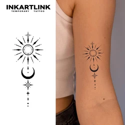 The sun and the moon shine Temporary Tattoo,Lasts To 15 Days New Technology Magic Waterproof Semi Permanent Sticker.