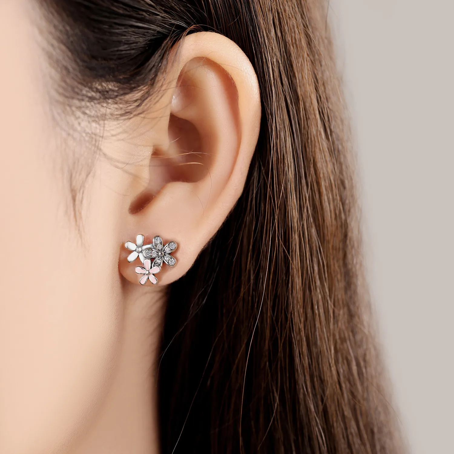 CYMYSS 2025 New Style 1 Pair 925 Sterling Silver Pink Daisy Earrings Decoration women's Earrings Party Gift women's Earrings