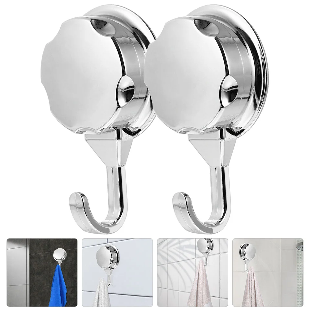 2 Pcs Strong Suction Cup Hook Bathroom Organizer Towel Racks for Ceiling Reusable Multi-Purpose Hanger Door Hooks Vacuum Coat
