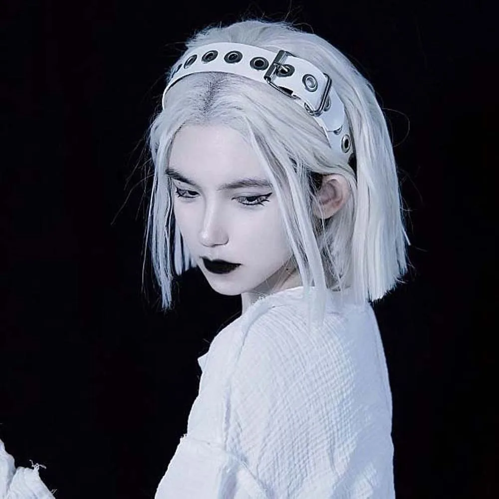 الثقافة الفرعية الجوف خارج Steampunk الشعر هوب Y2K القوطية الشرير برشام عقال روك مستوحاة واسعة الجانب الجلود مشبك هيرباند في الهواء الطلق #4