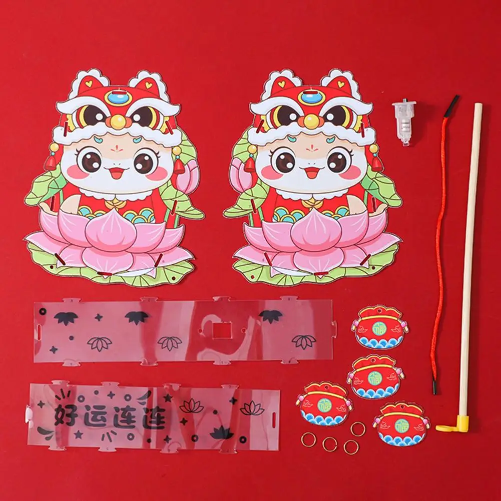 Chinese New Year Lantern DIY Cartoon Snake Lantern Kit Battery-Powered Handheld Spring Festival Lantern for Kids Holiday Decor
