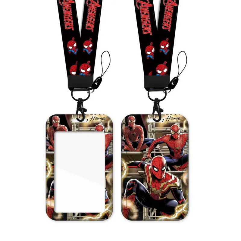 Cartoon Anime Disney Marvel Card Holder Spiderman Sleeve Lanyard ID Bus Cards Work Permit Credential Protect Cute Kids Gift