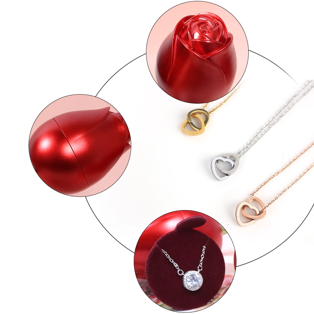 Rose-shaped Ladies' Jewelry Box, Valentine's Day Gift, Floral Design Jewelry Storage Box,Caja de joyas en forma de rosa