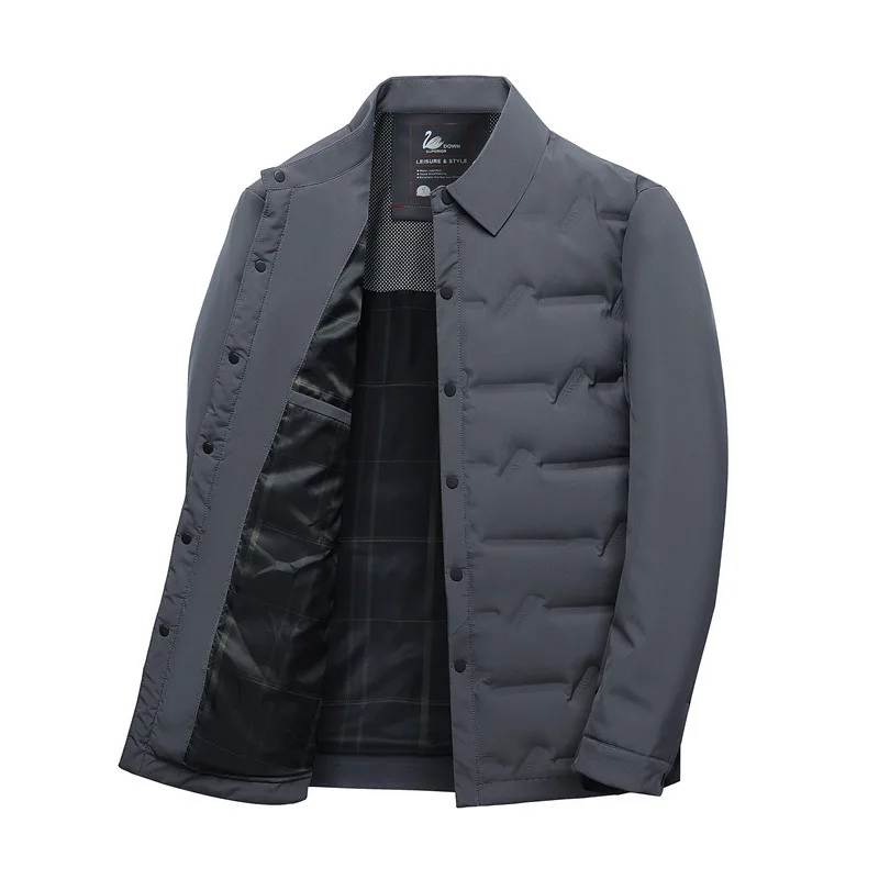 الرجال خفيفة الوزن قصيرة أسفل سترة بيضاء بطة أسفل سميكة الدافئة معاطف غير رسمية الشتاء سليم صالح رفض طوق ملابس خارجية JK-184