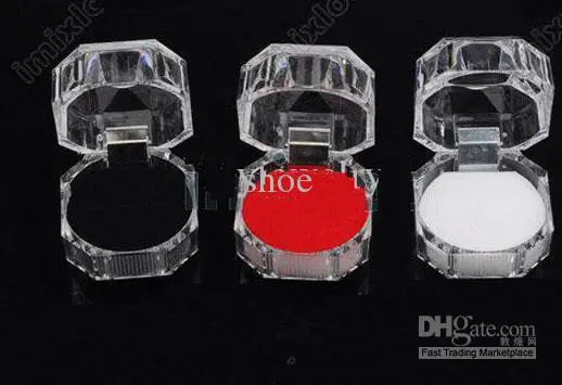 

60pcs Mixed 3 Colors Ring Box Jewelry Clear Acrylic Cheap Wedding Gift Stud Dust Plug
