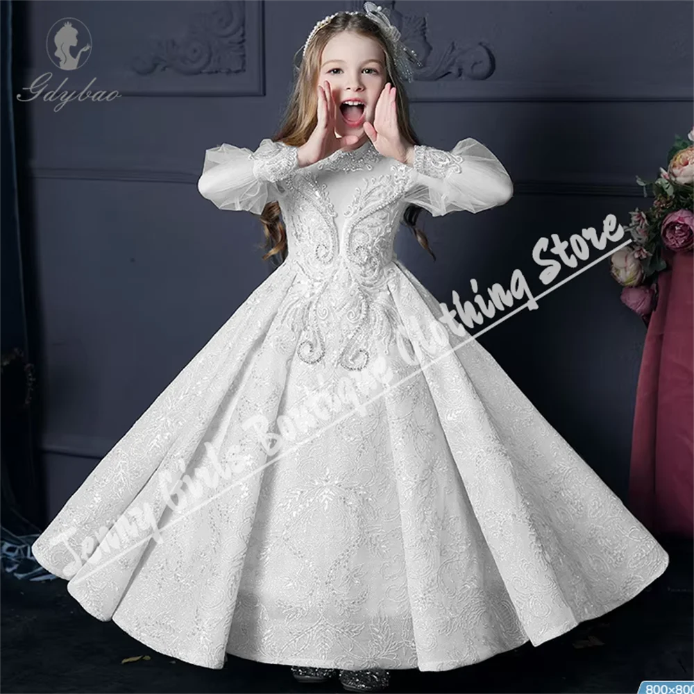 Child First Communion Dress Fluffy Elegant Flower Girl Wedding Banquet Dresses For Piano Performance Pageant Prom