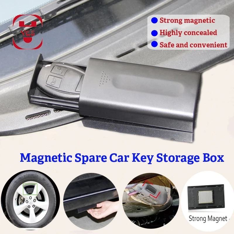 Portable Magnetic Car Key Hidden Safe Box Key Spare Lock Holder Magnet Outdoor Stash For Home Office Car Truck Secret Box