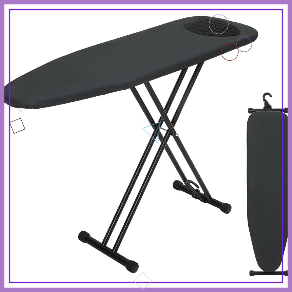 

Full Size Ironing Board 54x14, Heavy Duty with Thick Padded Cover, Height Adjustable, Smart Hanger & Heat-Resistant Pad