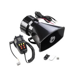 100W Mic PA System Emergency Amplifier Hooter 12V 24V Police Siren Air Horn Megaphone Tone Car Horn Car Warning Alarm Speakers