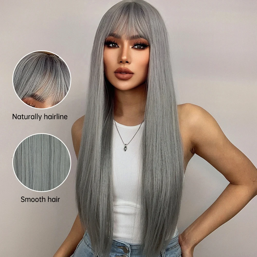 Fashionable Grandma Grey Synthetic Wig, Halloween Party Cosplay Role-Playing Wig, Daily Wig, High-Temperature Silk Wig Cover
