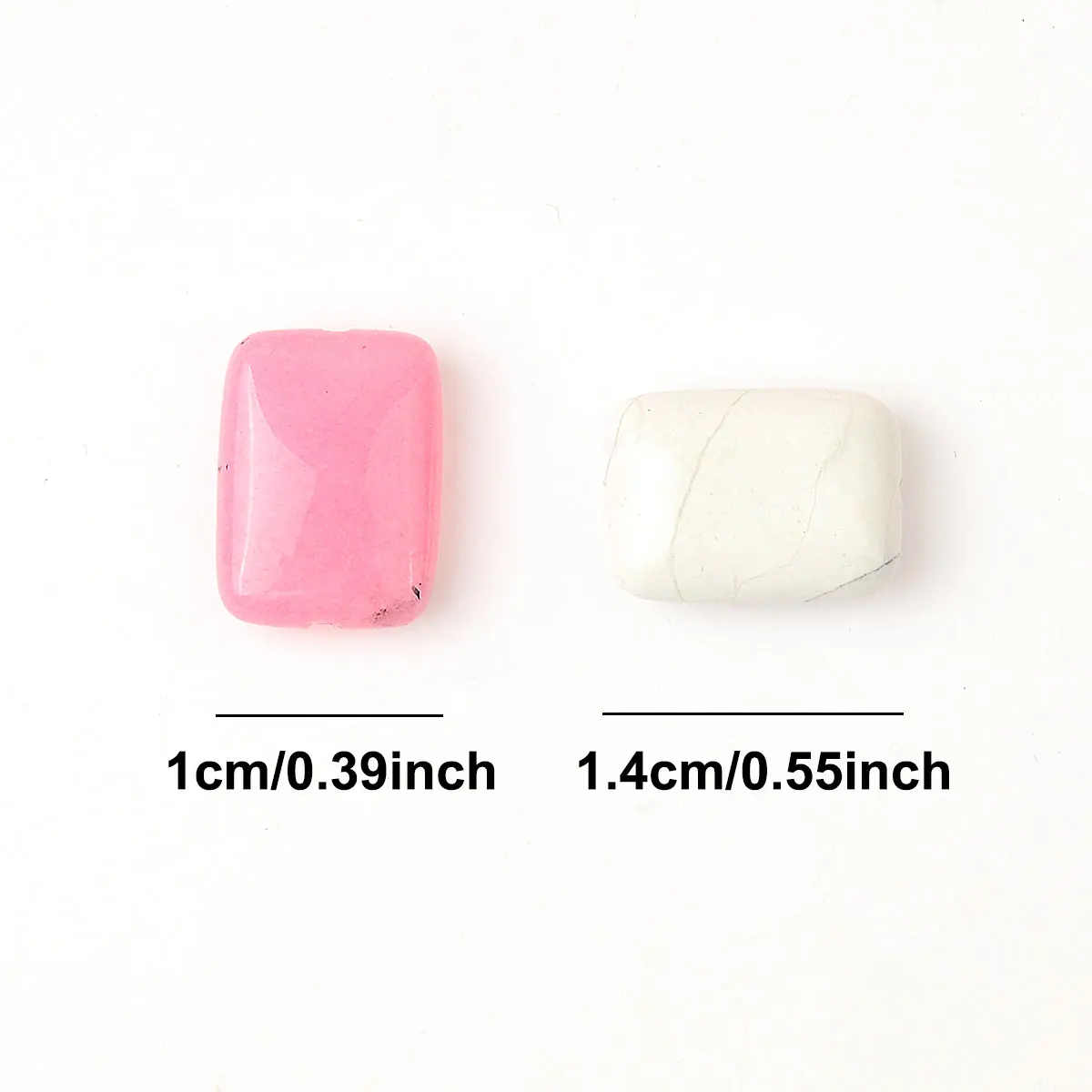 10pcs 1x1.4cm Rectangle Flat Natural Stone Beads Random Color Mix Loose Beads for Jewelry Making DIY Bracelet Accessories