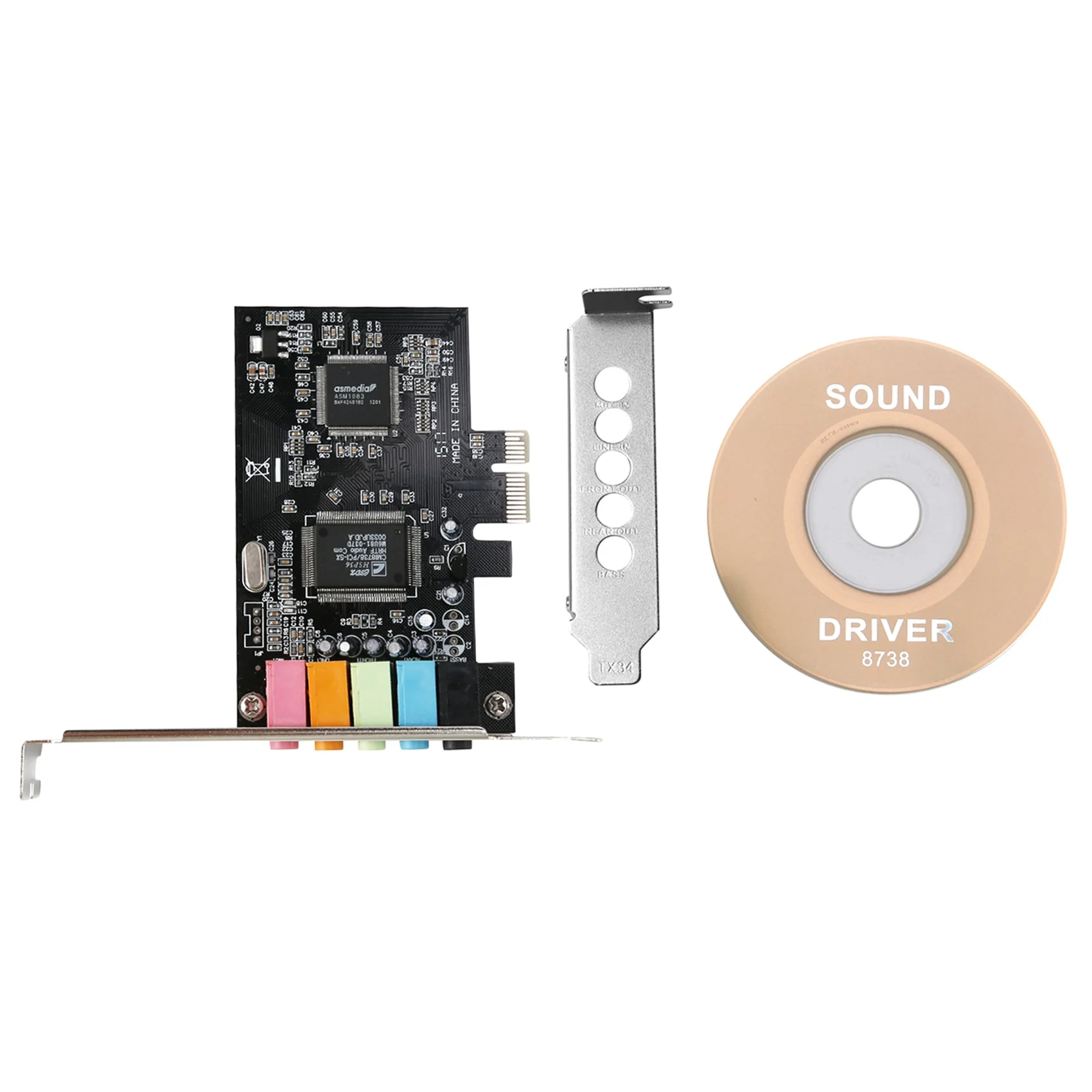 PCIe kartu suara 5.1, kartu Audio 3D Surround PCI Express untuk PC dengan kinerja suara langsung tinggi & braket profil rendah